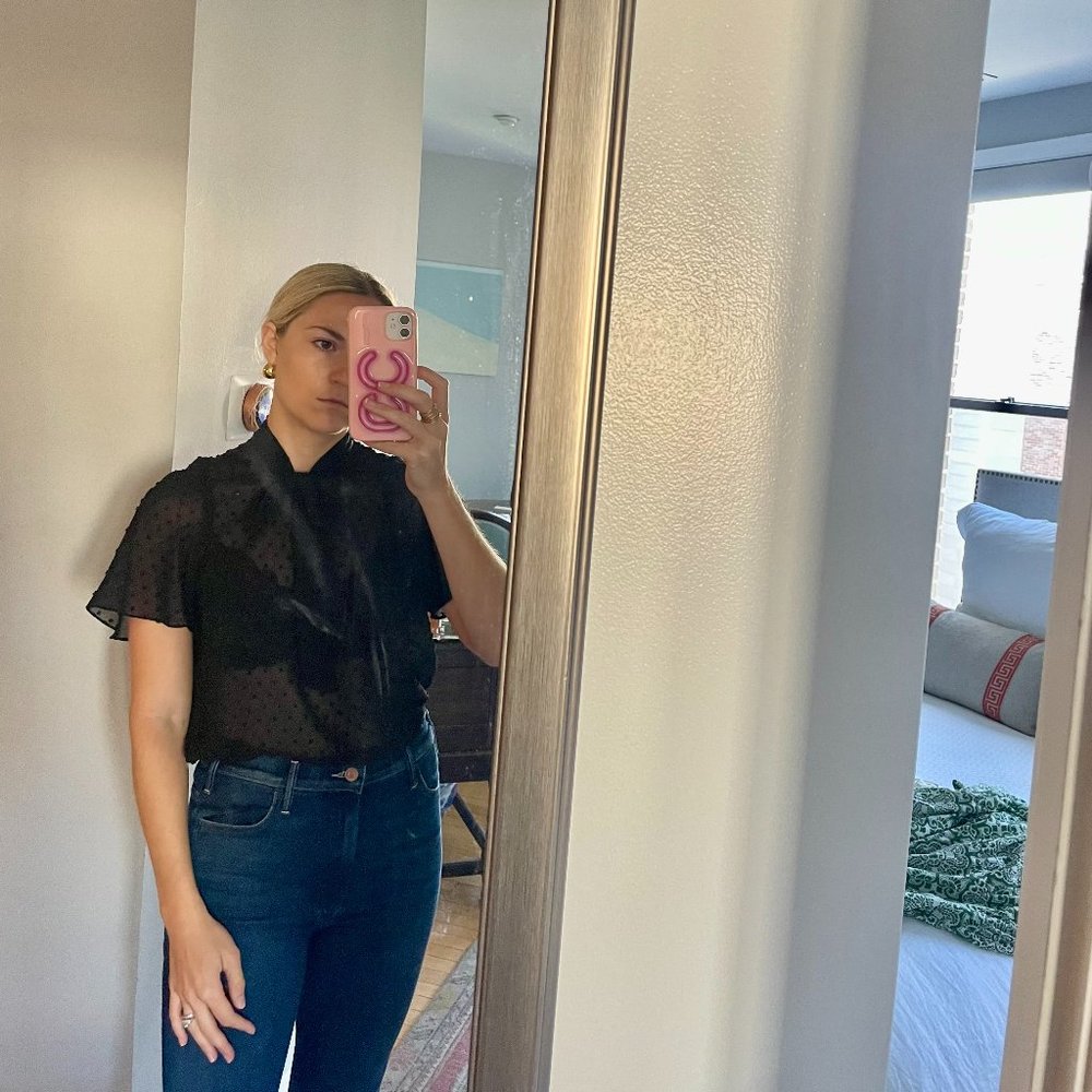 Swiss Dot Black Sheer Tie Top